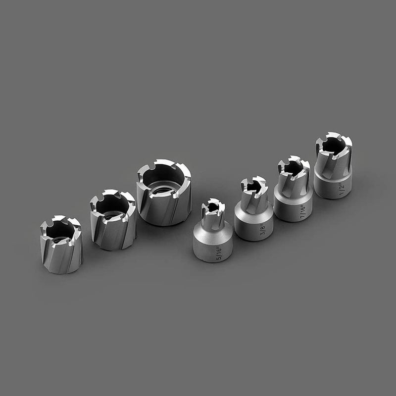 JESTUOUS Spot Weld Cutter Set 1/4" Cutting Depth with 5/16" 3/8" 7/16" 1/2" 9/16" 5/8" 3/4" Cutting Diameter 3/8" Thread Shank Annular Cutters Drill Bits - Image 4